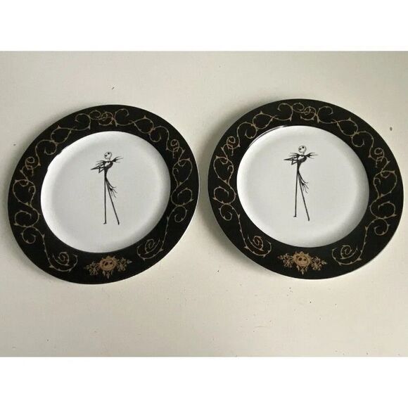 Set Of 2 Disney Nightmare Before Christmas Jack 10.5" Ceramic Dinner Plates NEW - Picture 1 of 11